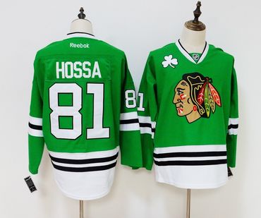 Blackhawks 81 Marian Hossa Green Adidas Jersey