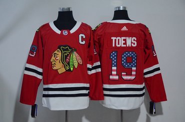 Blackhawks 19 Jonathan Toews Red USA Flag Adidas Jersey