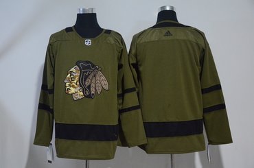 Blackhawks Blank Olive Adidas Jersey