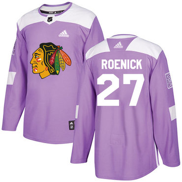 Adidas Blackhawks #27 Jeremy Roenick Purple Authentic Fights Cancer Stitched NHL Jersey