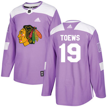 Adidas Blackhawks #19 Jonathan Toews Purple Authentic Fights Cancer Stitched NHL Jersey