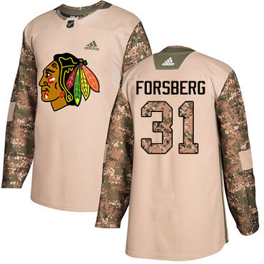 Adidas Blackhawks #31 Anton Forsberg Camo Authentic 2017 Veterans Day Stitched NHL Jersey