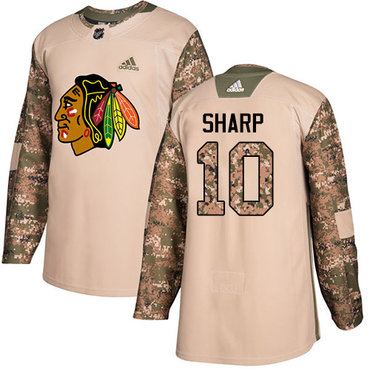 Adidas Blackhawks #10 Patrick Sharp Camo Authentic 2017 Veterans Day Stitched NHL Jersey