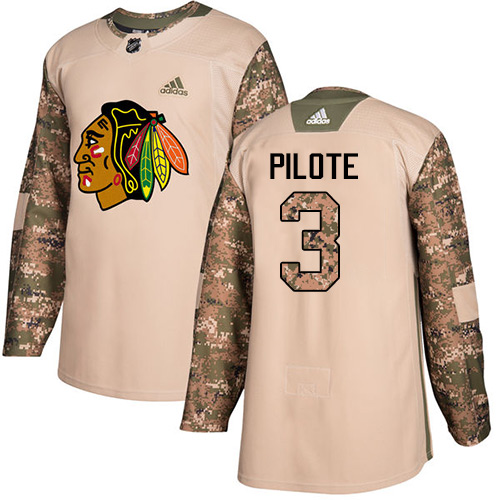 Adidas Blackhawks #3 Pierre Pilote Camo Authentic 2017 Veterans Day Stitched NHL Jersey