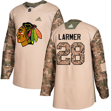 Adidas Blackhawks #28 Steve Larmer Camo Authentic 2017 Veterans Day Stitched NHL Jersey