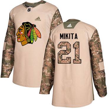 Adidas Blackhawks #21 Stan Mikita Camo Authentic 2017 Veterans Day Stitched NHL Jersey