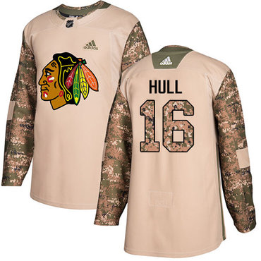 Adidas Blackhawks #16 Bobby Hull Camo Authentic 2017 Veterans Day Stitched NHL Jersey