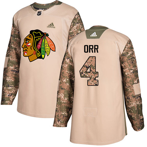 Adidas Blackhawks #4 Bobby Orr Camo Authentic 2017 Veterans Day Stitched NHL Jersey