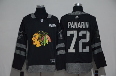 Blackhawks 72 Artemi Panarin Black 1917-2017 100th Anniversary Adidas Jersey