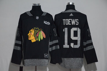 Blackhawks 19 Jonathan Toews Black 1917-2017 100th Anniversary Adidas Jersey