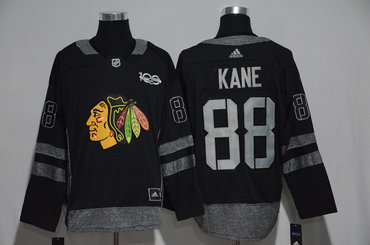 Blackhawks 88 Patrick Kane Black 1917-2017 100th Anniversary Adidas Jersey