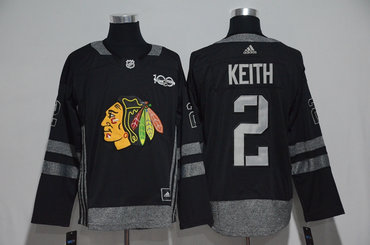 Blackhawks 2 Duncan Keith Black 1917-2017 100th Anniversary Adidas Jersey