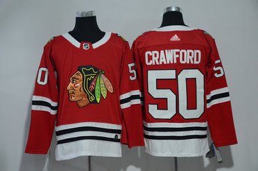 Blackhawks 50 Corey Crawford Red Adidas Jersey