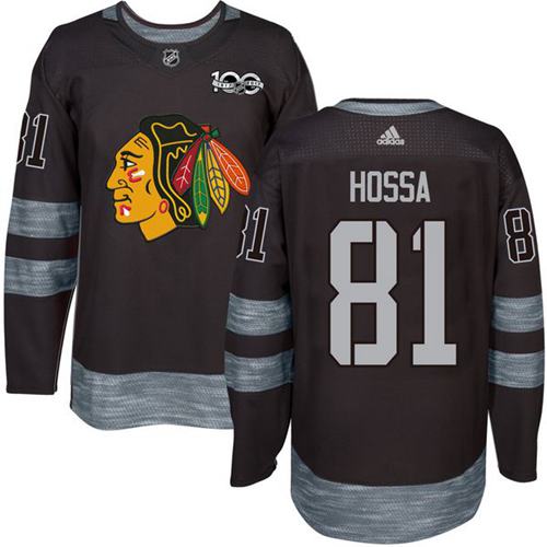 Adidas Blackhawks #81 Marian Hossa Black 1917-2017 100th Anniversary Stitched NHL Jersey