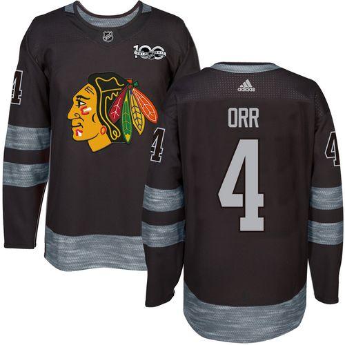 Adidas Blackhawks #4 Bobby Orr Black 1917-2017 100th Anniversary Stitched NHL Jersey