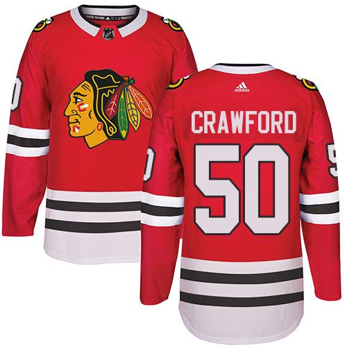 Adidas Blackhawks #50 Corey Crawford Red Home Authentic Stitched NHL Jersey