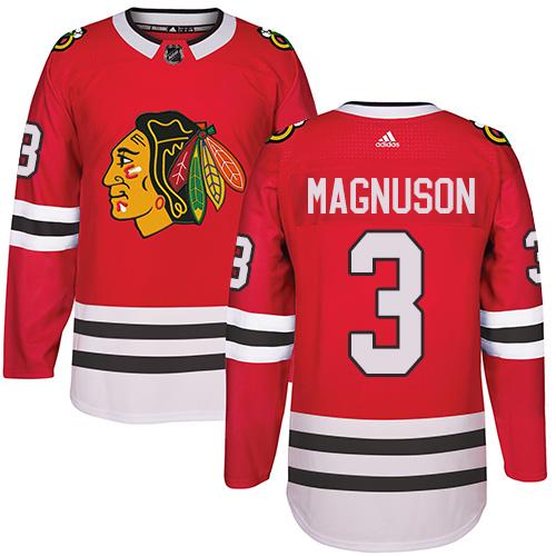 Adidas Blackhawks #3 Keith Magnuson Red Home Authentic Stitched NHL Jersey