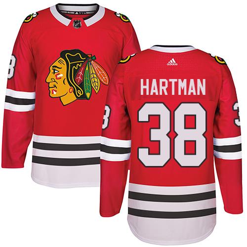 Adidas Blackhawks #38 Ryan Hartman Red Home Authentic Stitched NHL Jersey