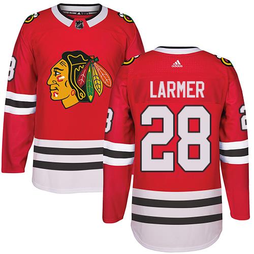 Adidas Blackhawks #28 Steve Larmer Red Home Authentic Stitched NHL Jersey