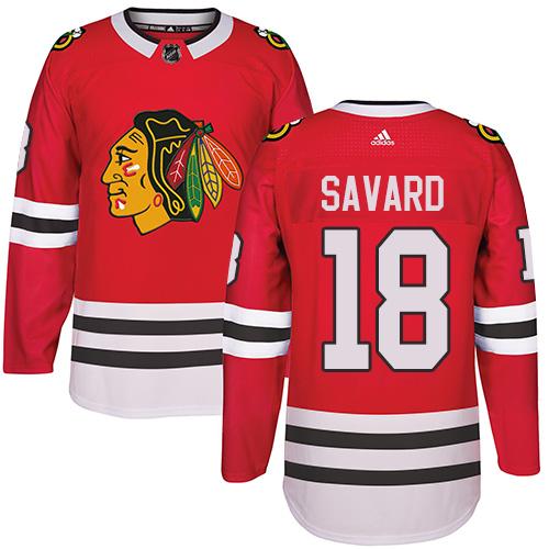 Adidas Blackhawks #18 Denis Savard Red Home Authentic Stitched NHL Jersey