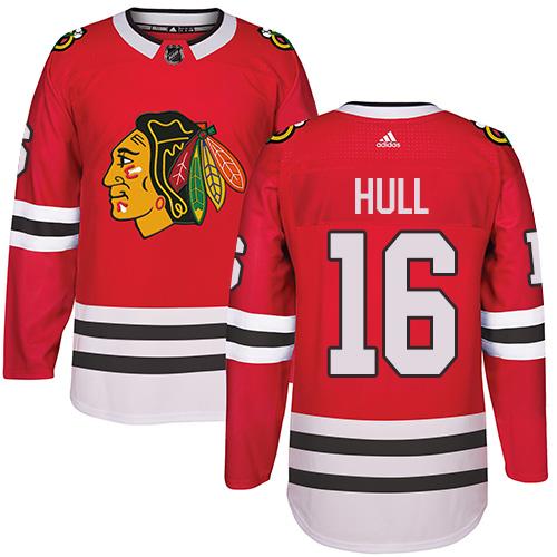 Adidas Blackhawks #16 Bobby Hull Red Home Authentic Stitched NHL Jersey