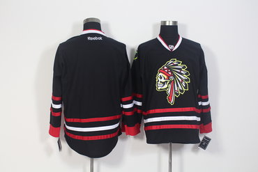 Blackhawks Skull Logo Black Reebok Jersey