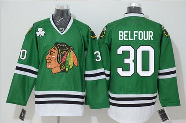 Blackhawks #30 Ed Belfour Green Stitched NHL Jersey