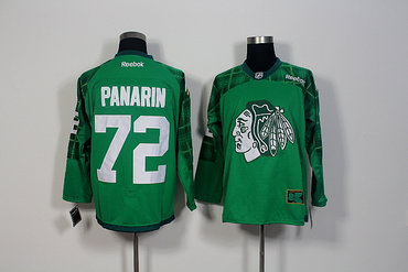 Men's Chicago Blackhawks #72 Artemi Panarin Green Stitched St. Patrick's Day Replica NHL Jersey