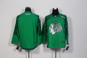 Men's Chicago Blackhawks Blank Green Stitched St. Patrick's Day Replica NHL Jersey