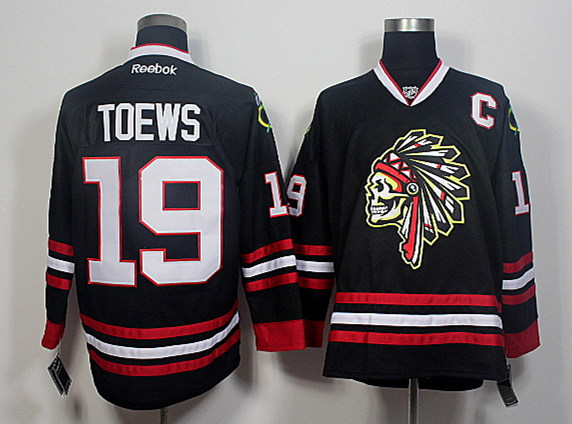 Blackhawks 19 Jonathan Toews Black Skull Reebok stitched cheap Jersey