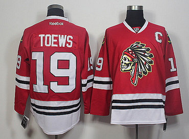 Blackhawks 19 Jonathan Toews Red Skull Reebok stitched cheap Jersey