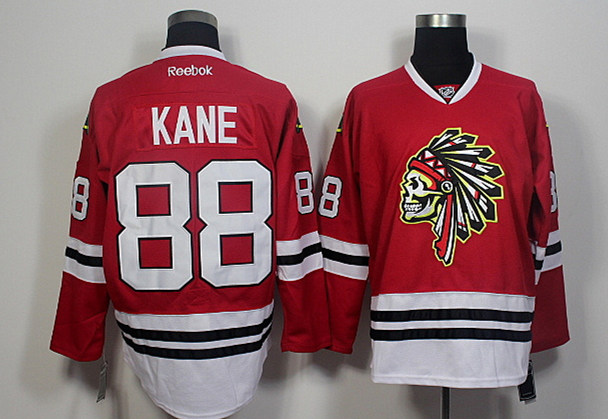 Blackhawks 88 Patrick Kane Red Skull Reebok Jersey