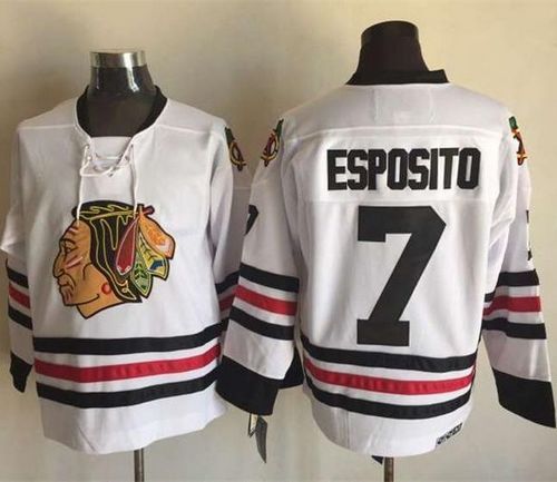 Blackhawks #7 Tony Esposito White CCM Throwback Stitched NHL Jerseys