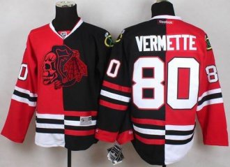 Chicago Blackhawks #80 Antoine Vermette Red Black Split Red Skull Stitched NHL Jersey