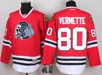 Chicago Blackhawks #80 Antoine Vermette Red(White Skull) Stitched NHL Jersey