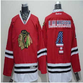 Chicago Blackhawks #4 Niklas Hjalmarsson Red USA Flag Fashion Stitched NHL Jersey