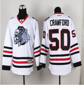 Chicago Blackhawks #50 Corey Crawford White(White Skull) Stitched NHL Jersey