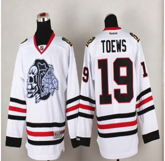 Chicago Blackhawks #19 Jonathan Toews White(White Skull) Stitched NHL Jersey