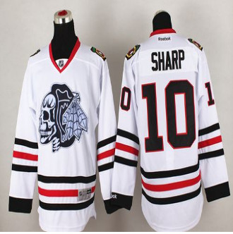 Chicago Blackhawks #10 Patrick Sharp White(White Skull) Stitched NHL Jersey