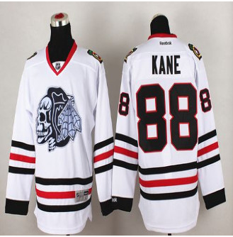 Chicago Blackhawks #88 Patrick Kane White(White Skull) Stitched NHL Jersey