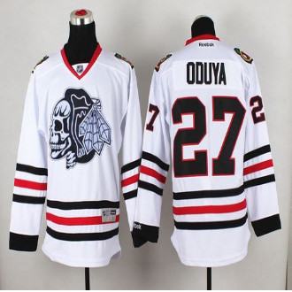 Chicago Blackhawks #27 Johnny Oduya White(White Skull) Stitched NHL Jersey