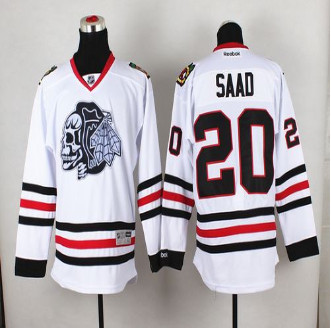 Chicago Blackhawks #20 Brandon Saad White(White Skull) Stitched NHL Jersey