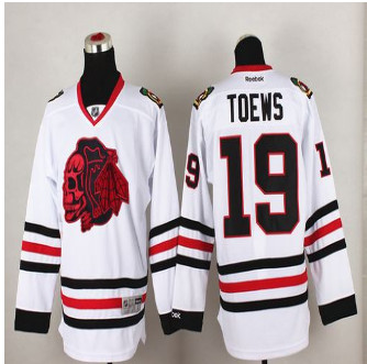 Chicago Blackhawks #19 Jonathan Toews White(Red Skull) Stitched NHL Jersey