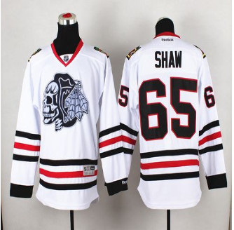 Chicago Blackhawks #65 Andrew Shaw White(White Skull) Stitched NHL Jersey