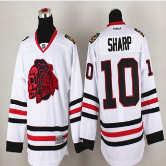 Chicago Blackhawks #10 Patrick Sharp White(Red Skull) Stitched NHL Jersey