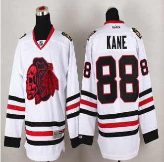 Chicago Blackhawks #88 Patrick Kane White(Red Skull) Stitched NHL Jersey