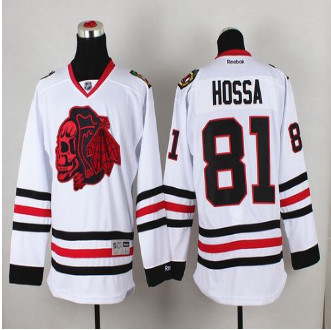 Chicago Blackhawks #81 Marian Hossa White(Red Skull) Stitched NHL Jersey