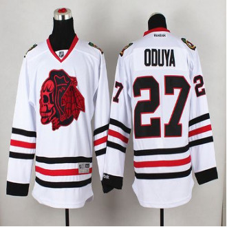 Chicago Blackhawks #27 Johnny Oduya White(Red Skull) Stitched NHL Jersey