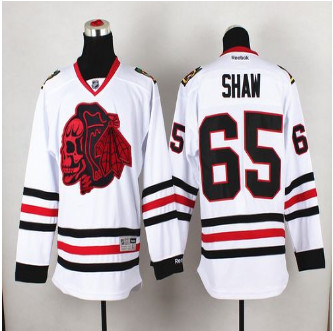 Chicago Blackhawks #65 Andrew Shaw White(Red Skull) Stitched NHL Jersey