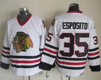 Chicago Blackhawks #35 Tony Esposito White CCM Throwback Stitched NHL jersey